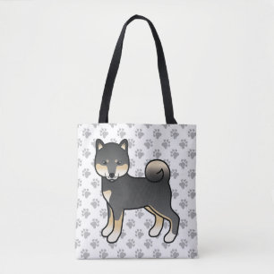 Tote Bag Shiba Inu noir et feu Chien de dessin animé et pat