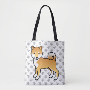 Tote Bag Shiba Inu rouge mignon chien de dessin animé & pat