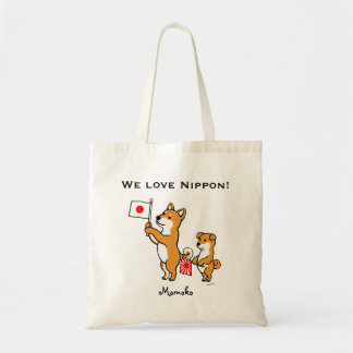 Tote Bag Shiba personnalisé Inus et drapeaux japonais