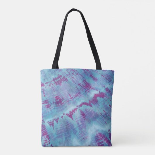 Tote Bag Shibori bleu violet teinture Motif en tissu Boho (Dos)