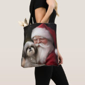 Tote Bag Shih Tzu Avec Noël Festif Du Père Noël (De près)