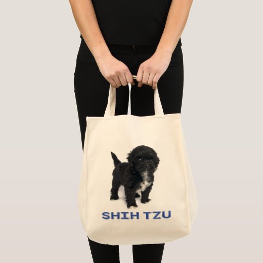 Tote Bag Shih Tzu Black Et White Puppy Dog Log Fourre-tout (Devant (produit))