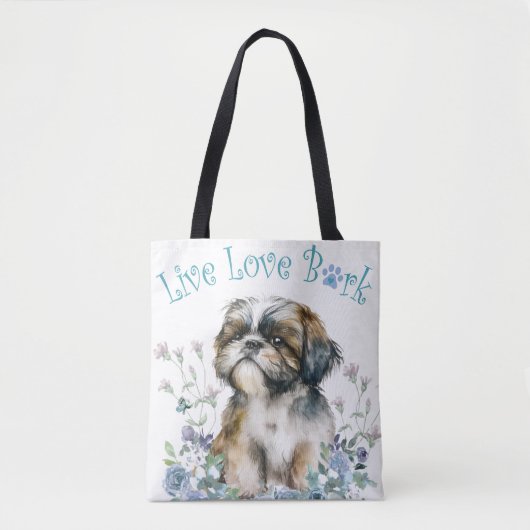 Tote Bag Shih Tzu Chien Maman Florale (Devant)