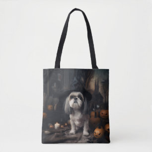 Tote Bag Shih Tzu Citrouilles Halloween effrayant