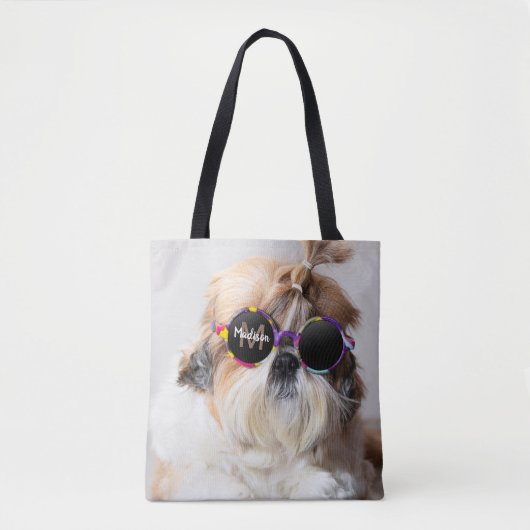 Tote Bag Shih Tzu Cool fun mignon Photo Custom Monogramme (Devant)