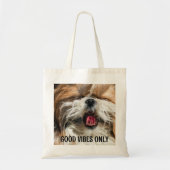 Tote Bag Shih tzu langue drôles violes texte personnalisé (Devant)