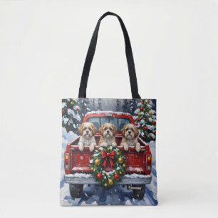 Tote Bag Shih Tzu Noël Camion Rouge Fêtes