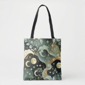 Tote Bag Shimmering Sage Green Celestial Moon Accessory (Devant)
