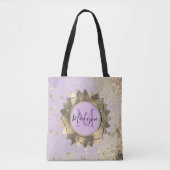 Tote Bag Shimmery Stars Gold Lotus Mandala Monogramme (Devant)