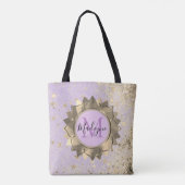 Tote Bag Shimmery Stars Gold Lotus Mandala Monogramme (Dos)