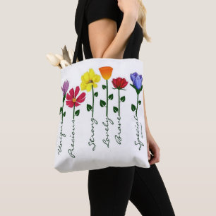 Tote Bag Shoulder Fourre-tout - Fleurs sauvages n' Words