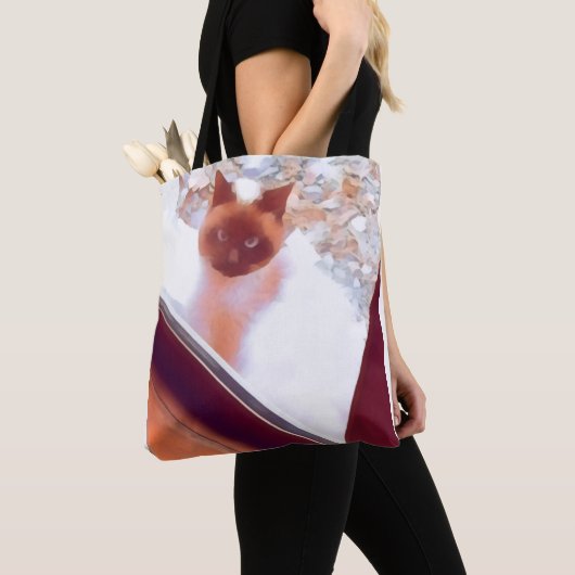 Tote Bag Siamese cat art (De près)