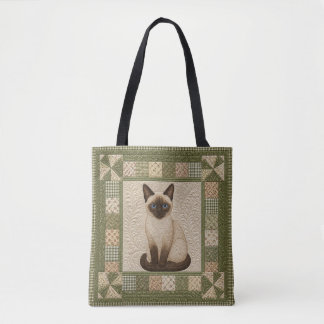 Tote Bag Siamese Cat Quilt Personalize