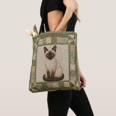 Tote Bag Siamese Cat Quilt Personalize (De près)