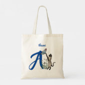 Tote Bag Siamese Chat Monogramme Initial A Votre Nom (Dos)