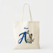 Tote Bag Siamese Chat Monogramme Initial A Votre Nom (Devant)