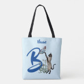 Tote Bag Siamese Papillon de chat Monogramme initial B Nom (Dos)