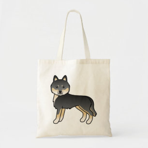 Tote Bag Siberian Husky noir et feu Chien de dessin animé m
