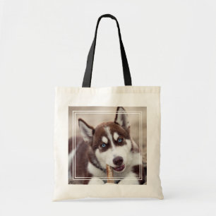 Tote Bag Siberian Husky Puppy at the Beach