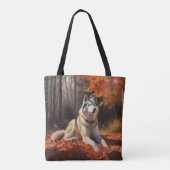 Tote Bag Sibérie Husky en automne Feuilles automne Inspire (Dos)