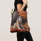 Tote Bag Sibérie Husky en automne Feuilles automne Inspire (De près)