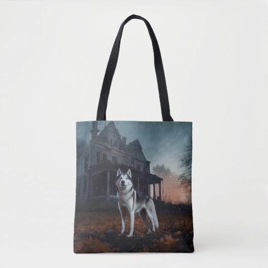Tote Bag Sibérie Husky Halloween effraie (Devant)