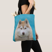Tote Bag Sibérie Husky Water Color Portrait d'art (De près)