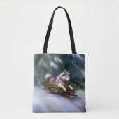 Tote Bag Sibérien Husky neige de Noël hiver (Devant)
