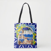 Tote Bag Sicilienne Méditerranée majolica agrus carreaux bl (Devant)