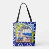 Tote Bag Sicilienne Méditerranée majolica agrus carreaux bl (Dos)