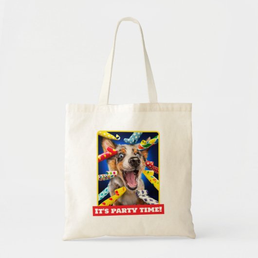 Tote Bag Sifflets de fête pour chien heureux (Devant)