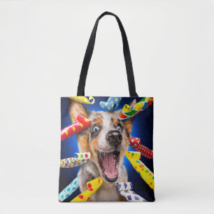 Tote Bag Sifflets de fête pour chien heureux