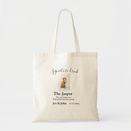 Tote Bag Signature boisson ajouter l'animal photo nom date  (Devant)