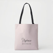 Tote Bag Signature minimaliste moderne rose pâle (Devant)