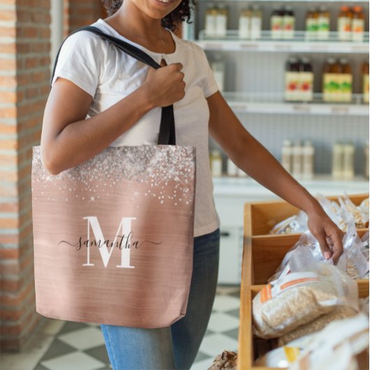 Tote Bag Signature Monogram Silver Parties scintillant Rose