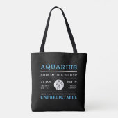 Tote Bag Signe Aquarius du Zodiaque, Astrologique (Dos)