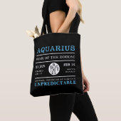 Tote Bag Signe Aquarius du Zodiaque, Astrologique (De près)