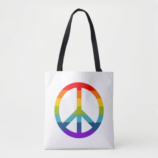 Tote Bag Signe de paix arc-en-ciel (Devant)