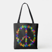 Tote Bag Signe de paix avec fleurs colorées (Dos)