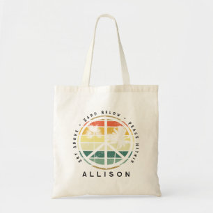 Tote Bag Signe de paix de la plage rétro Palmier