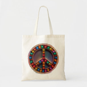 Tote Bag signe de paix éclairé par des lumières