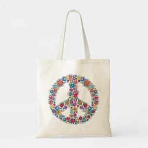 Tote Bag Signe de paix fleur