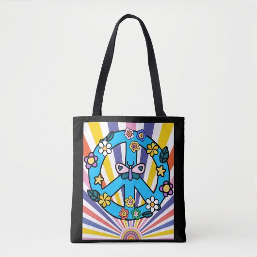Tote Bag Signe de Paix Rétro (Devant)