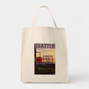 Tote Bag Signe du marché d'endroit de SeattlePike et vue d