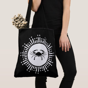 Tote Bag Signe du zodiaque Cancer Crabe Dessin de Starburst