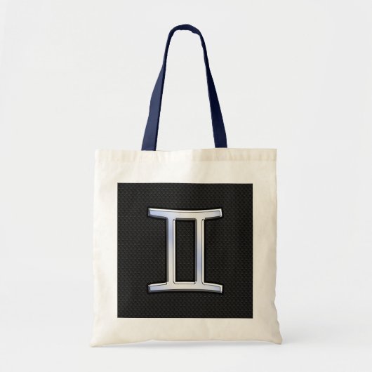 Tote Bag Signe du zodiaque Gémeaux moderne chrome (Devant)