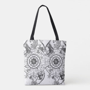 Tote Bag Signes astrologiques du zodiaque noir et blanc sur
