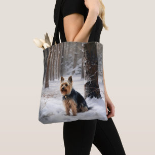 Tote Bag Silencieux Terrier Laisser Il Neige Noël