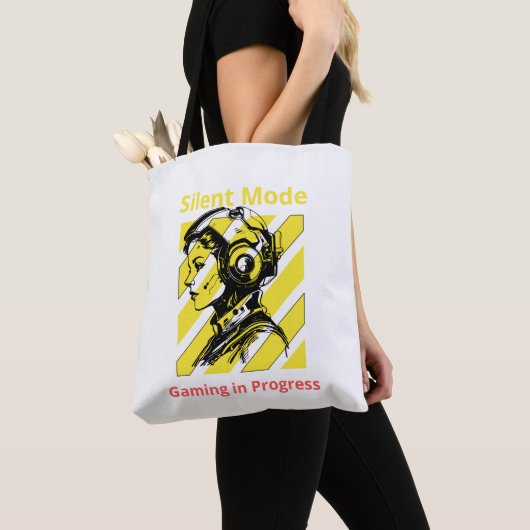 Tote Bag Silent Mode – Gaming in Progress | Gamer Room Warn (De près)