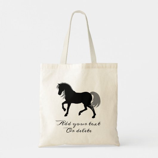 Tote Bag Silhouette animale élégante Cheval noir personnali (Dos)